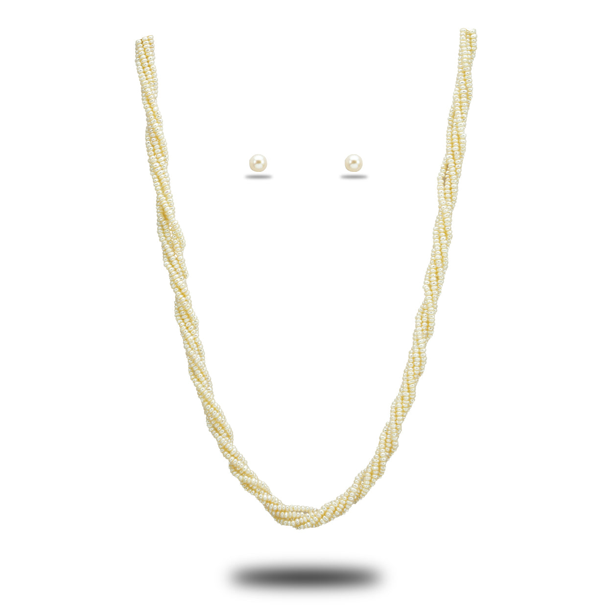 1.0-2.0mm White Seed Freshwater Pearl Necklace Set - AAA Quality