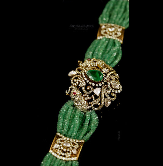 Vintage Emerald beads With Polki Choker