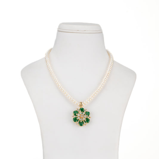 Stunning Green Stone Freshwater Pearl Necklace Set