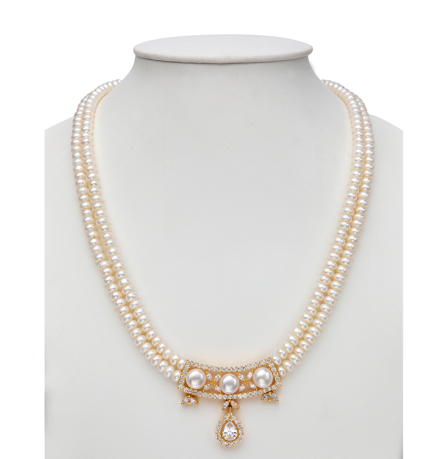 Exciting White Stone Freshwater Pearls Necklace Set