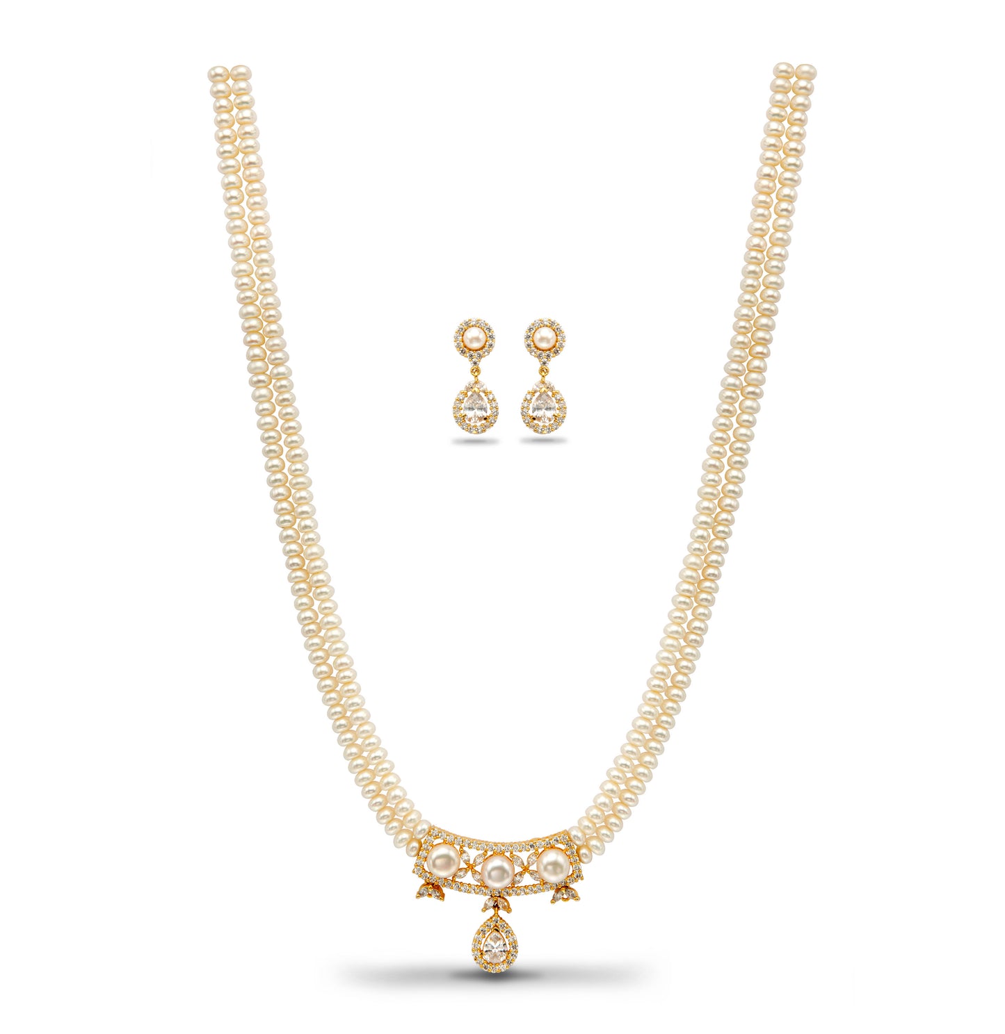 Exciting White Stone Freshwater Pearls Necklace Set