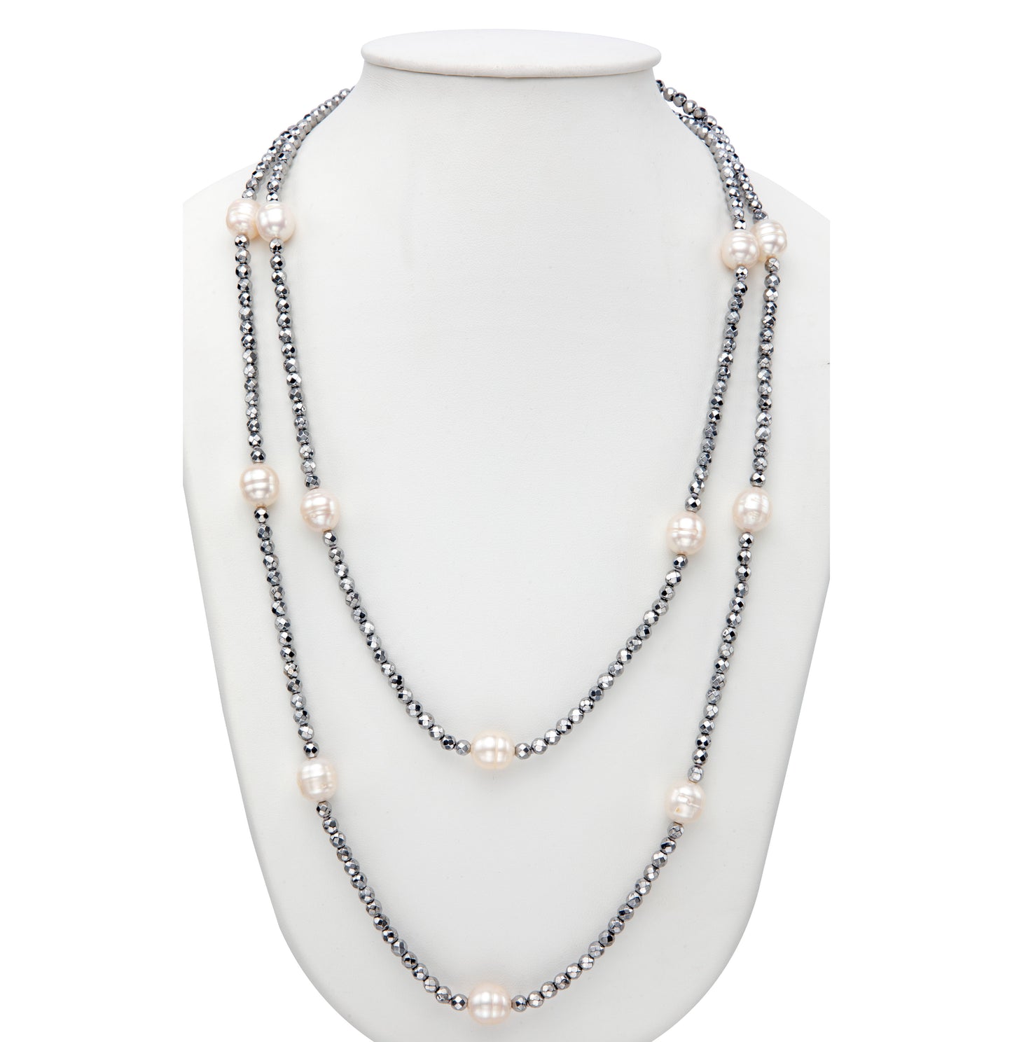 Black Fancy Beads And Freshwater Pearl Necklace Set