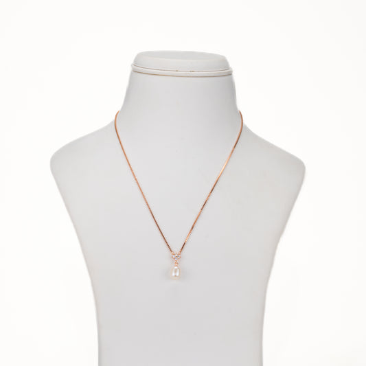 Stylish Rose Gold Silver Freshwater Pearl Necklace Set