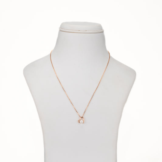Heart-Shaped Rose Gold Silver Freshwater Pearl Necklace Set