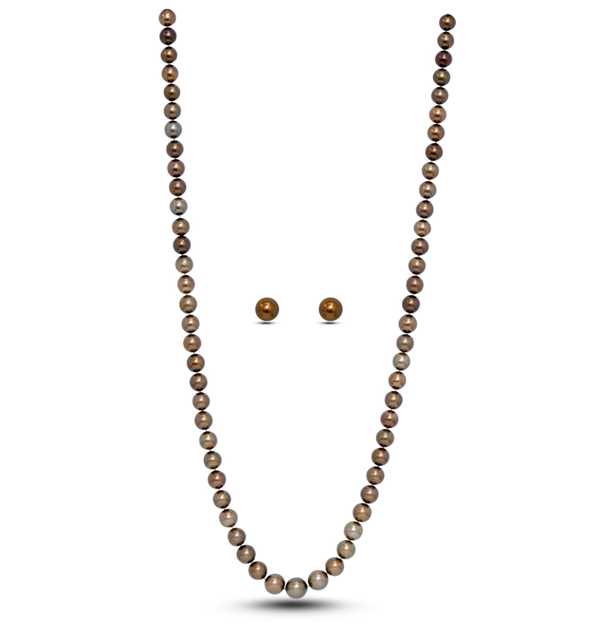 10.0-12.0mm Chocolate Tahitian Pearls Necklace Set (Opera Length)-AA Quality