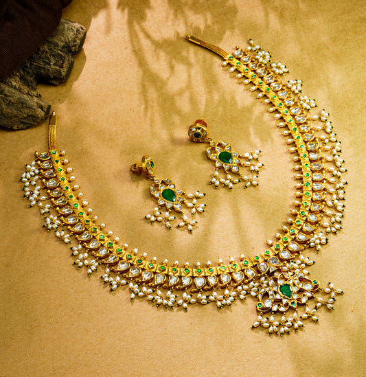 Bohemian Kundan Guttapusalu Necklace Set