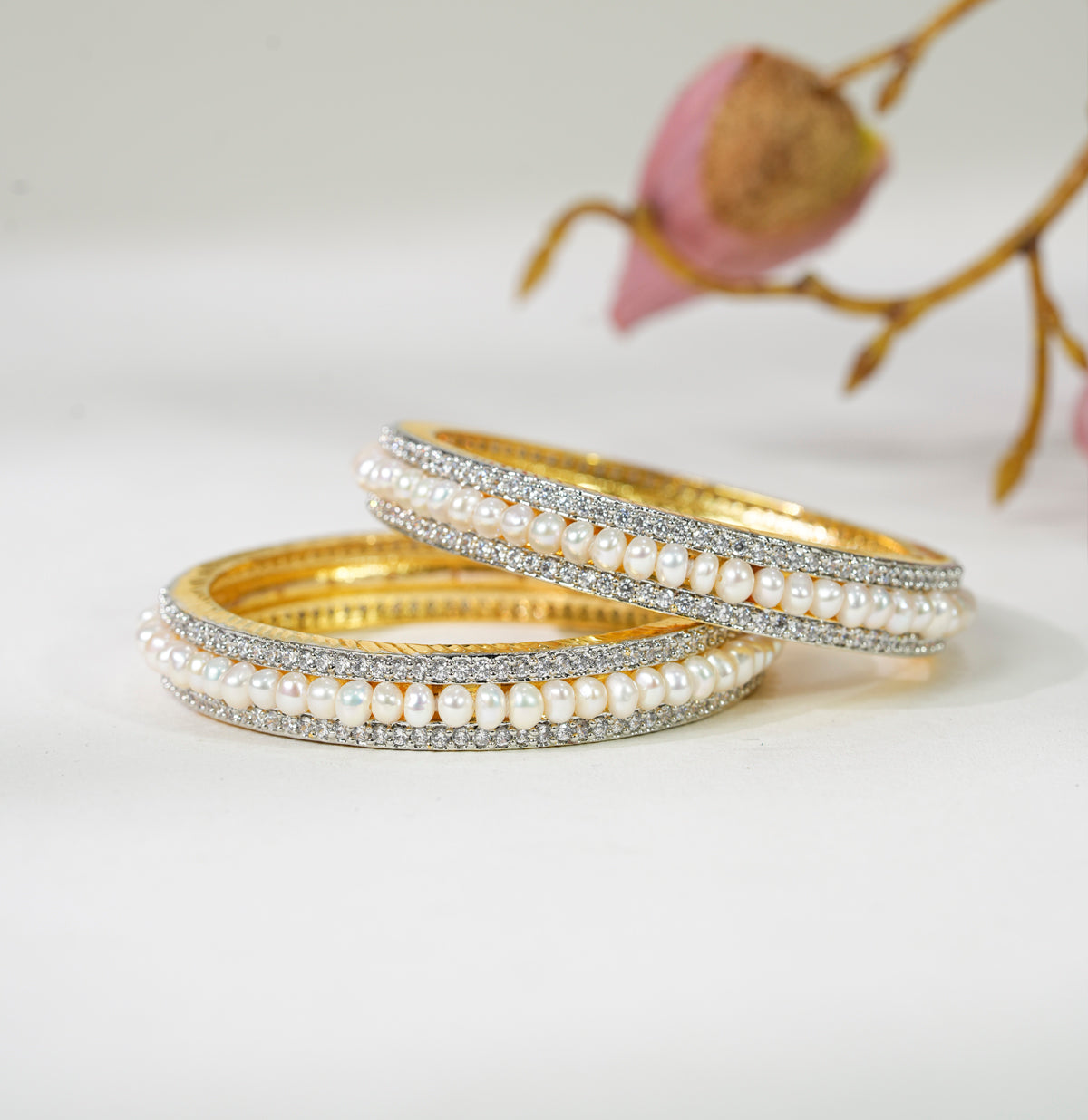 Precious Stone Freshwater Pearl Bangle