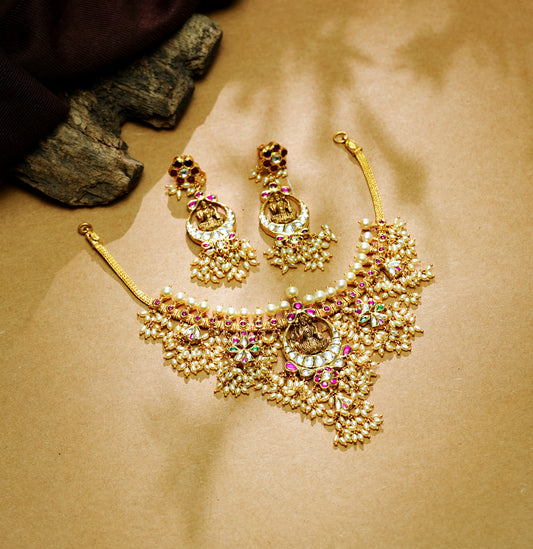 Detailed Kundan Gutta Pusalu Necklace Set