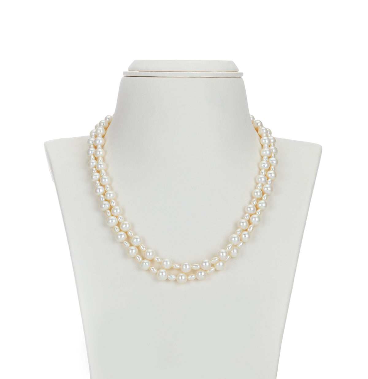 7.0-8.0mm White Fancy Freshwater Pearl Necklace Set - AA Quality