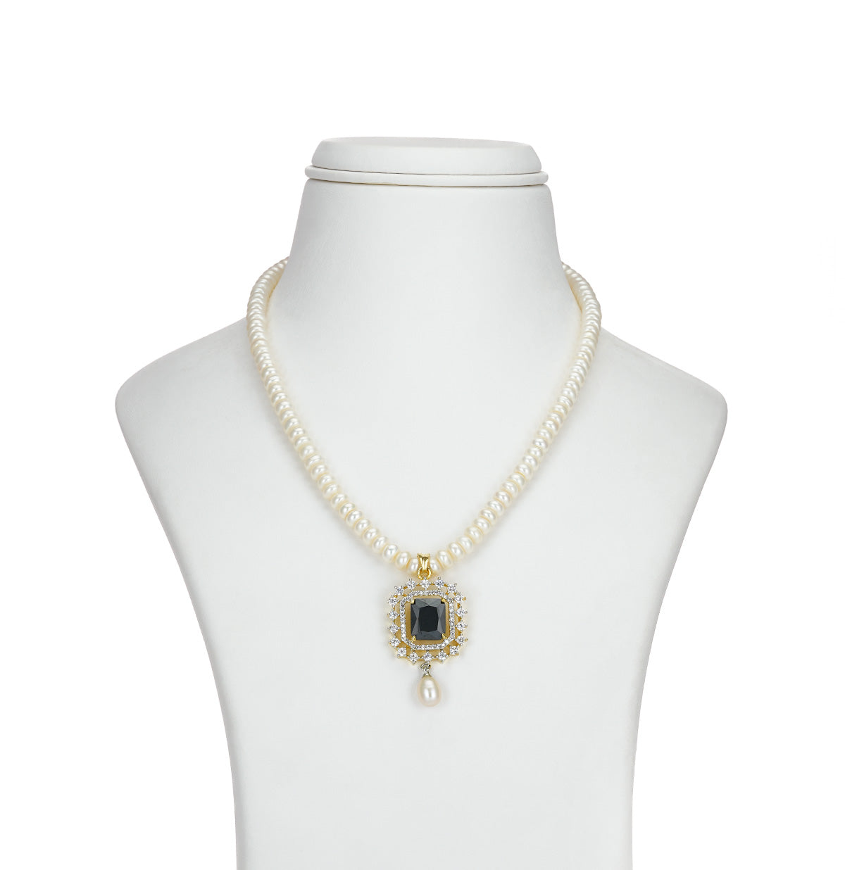 Lavish Blue Stone Freshwater Pearl Necklace Set