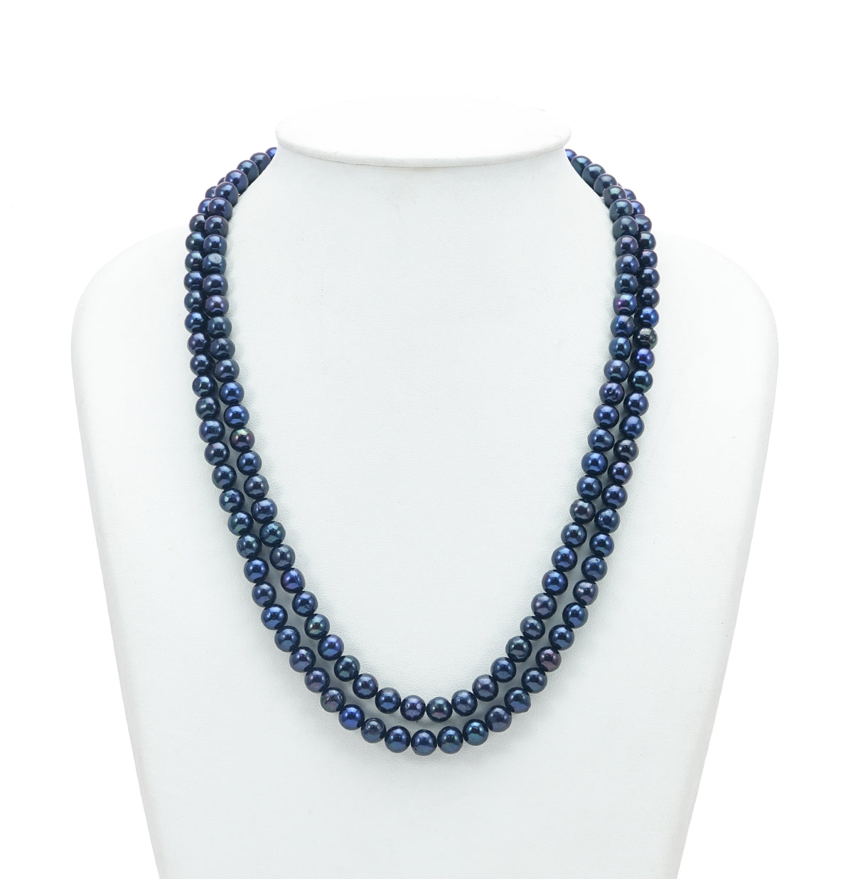 6.0-7.0mm Near Round Black Freshwater Pearl Necklace Set - A Quality