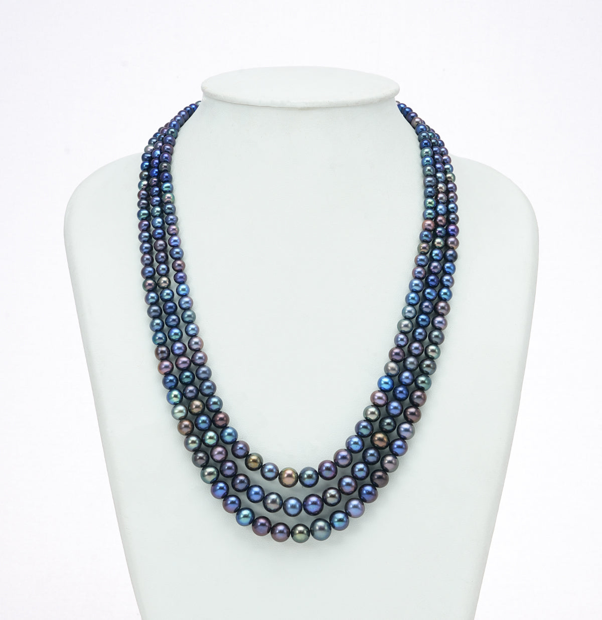 Grading Near Round Dark Blue Freshwater Pearl Necklace Set - AA Quality