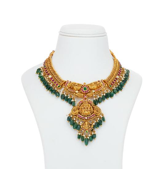Trendy Emerald Gold Necklace