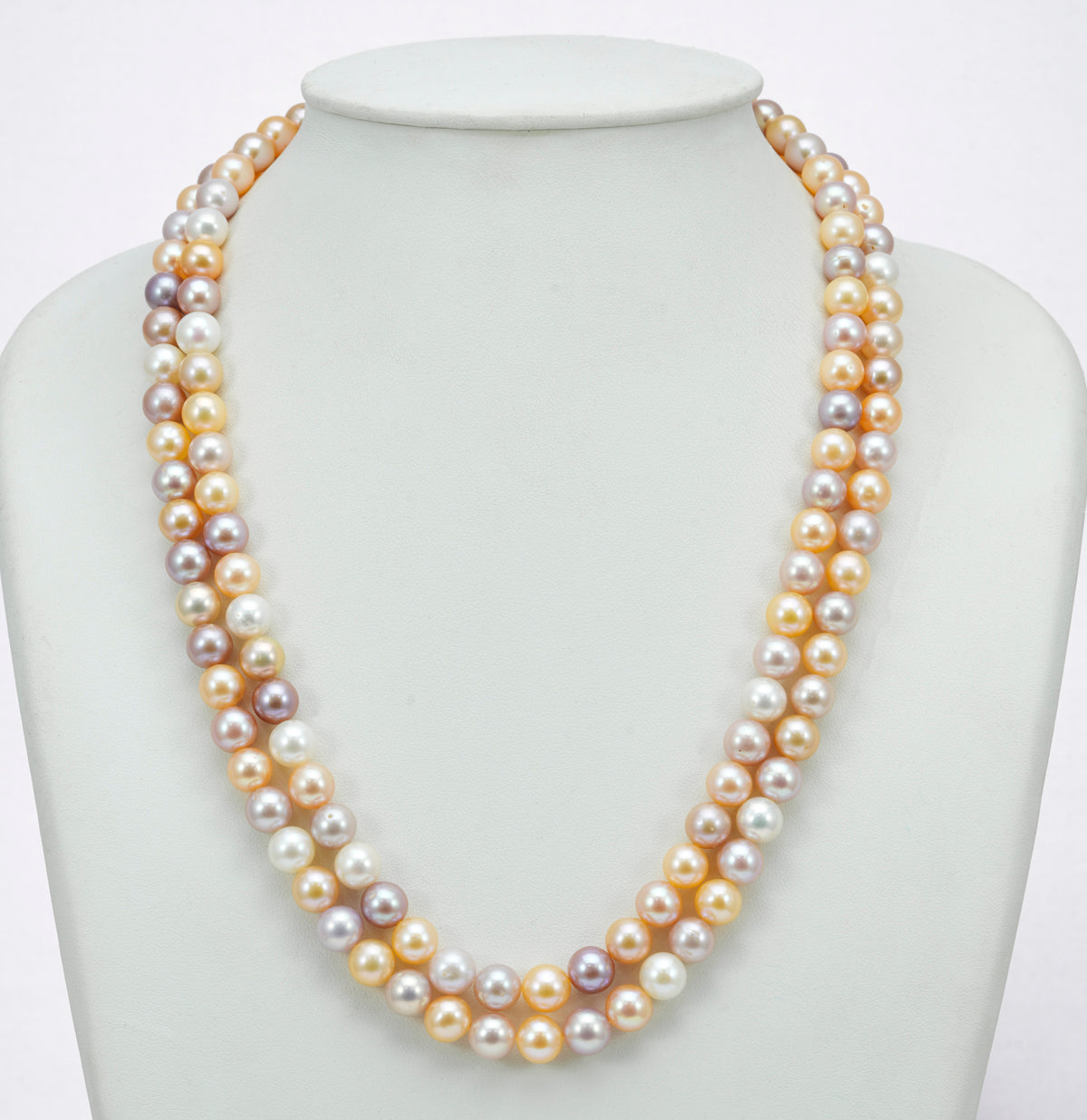 7.0-8.0mm Round Multicolor Freshwater Pearl Necklace Set - AA Quality