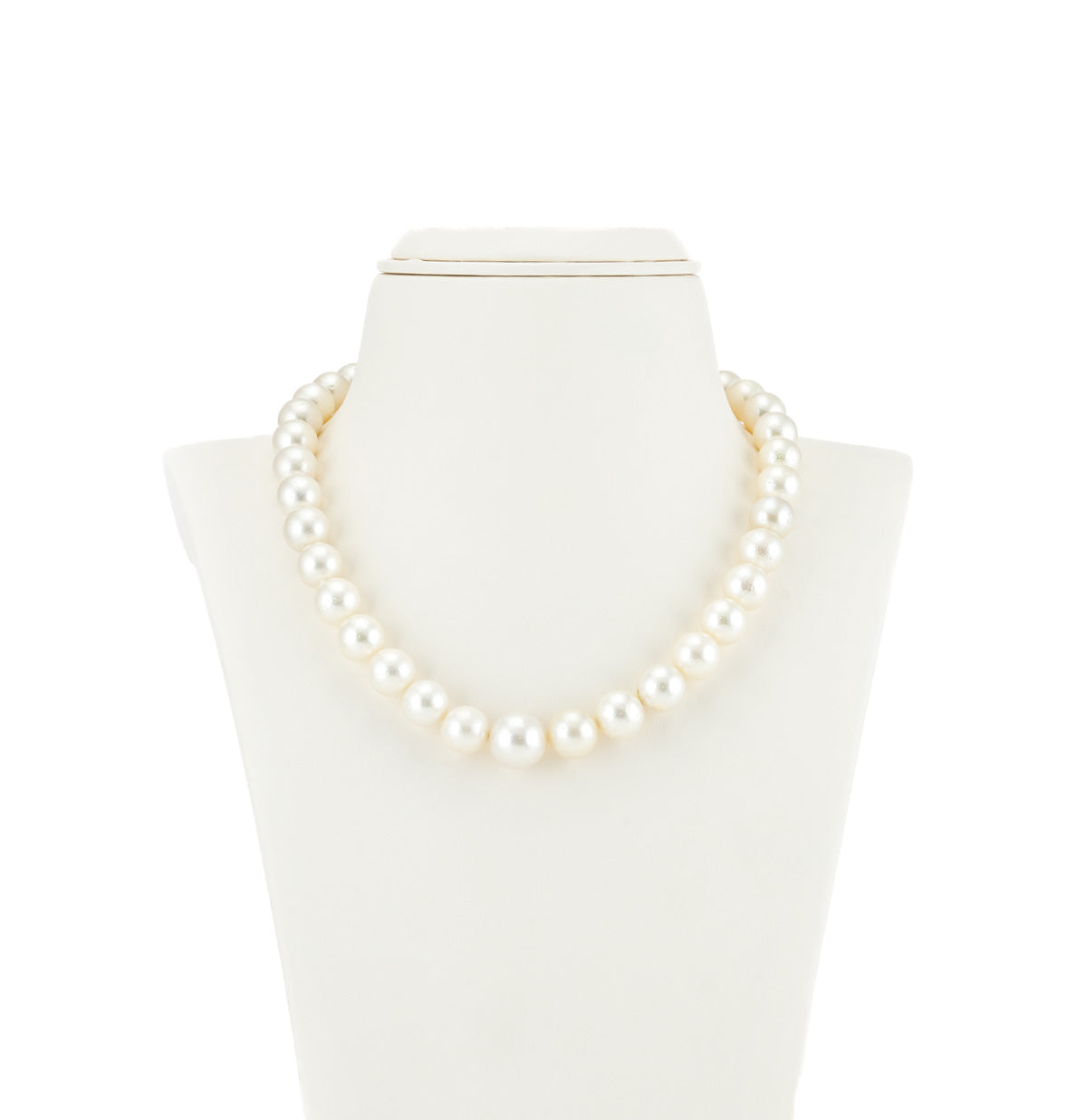12.0-15.0mm Near Round White South Sea Pearls Necklace Set-AA Quality
