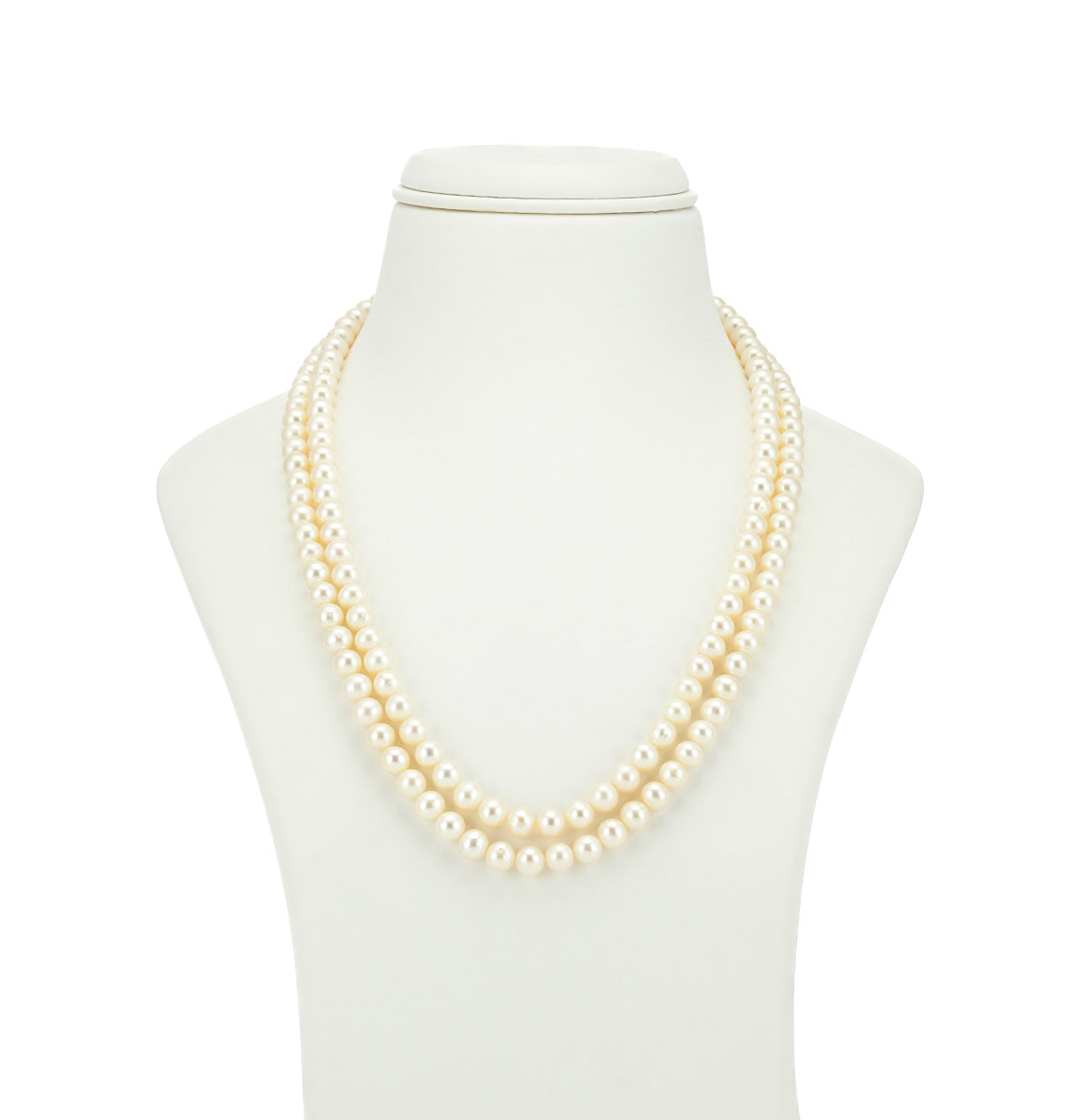 6.0-7.0mm White Near Round Freshwater Pearl Necklace Set - AA Quality