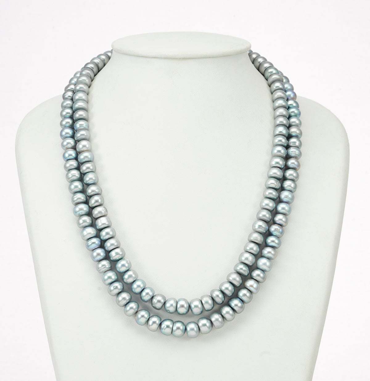 6.0-7.0mm Grey Button Freshwater Pearl Necklace Set - A Quality