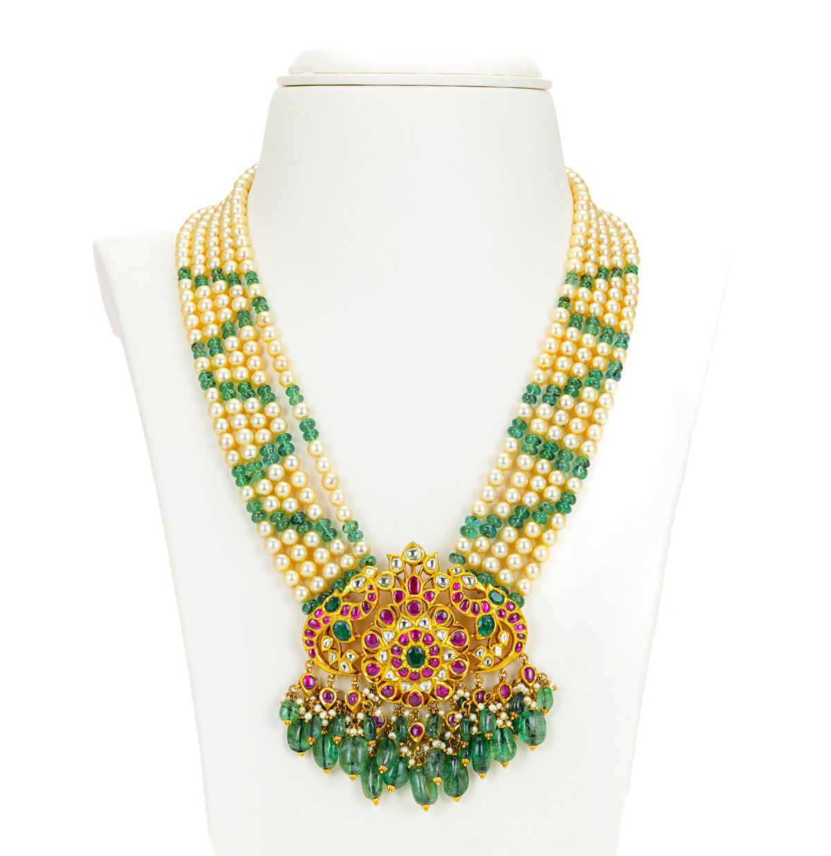 Precious Gold With Beads And Pearl Necklace