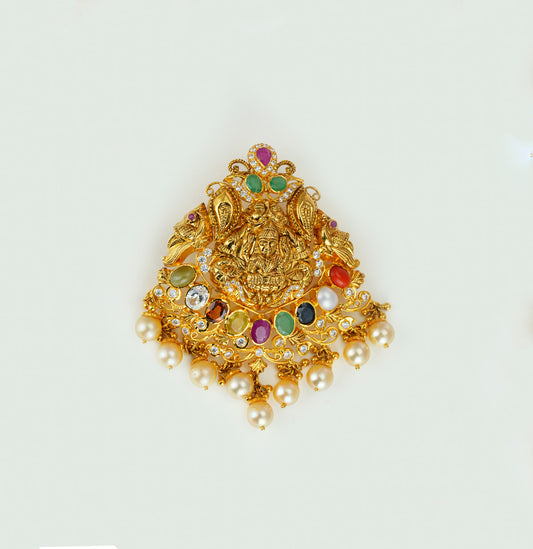 Dramatic Gold Navaratna Locket