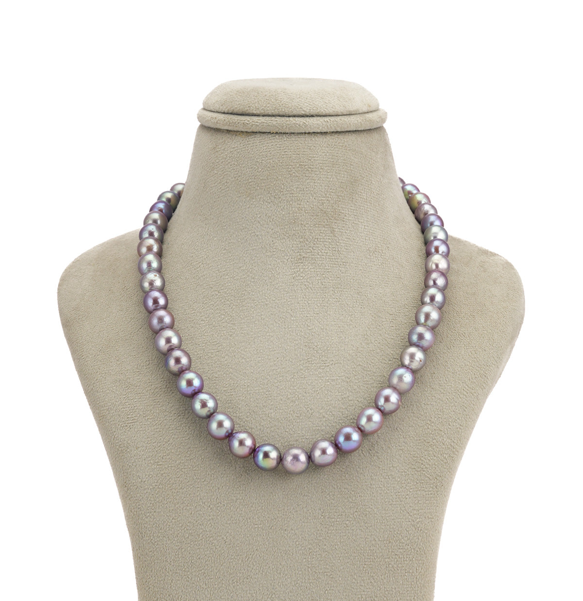 9.0-10.0mm Near Round Lavender Freshwater Pearl Necklace Set - AA Quality