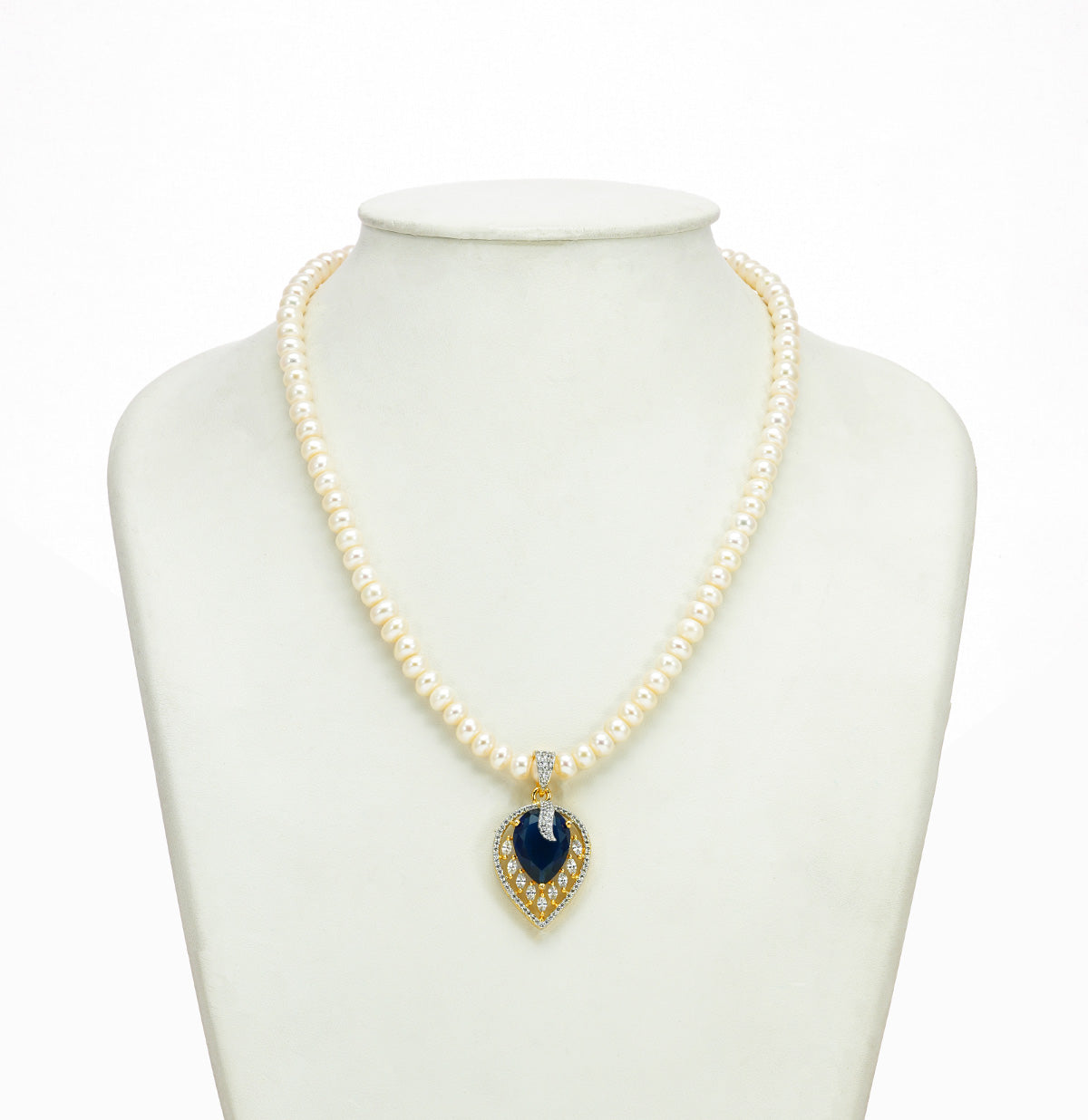 Clustered Blue Stone Freshwater Pearls Necklace Set