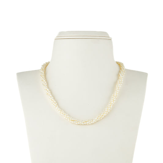 3.0-4.0mm White Rice Freshwater Pearl Necklace Set - AAA Quality