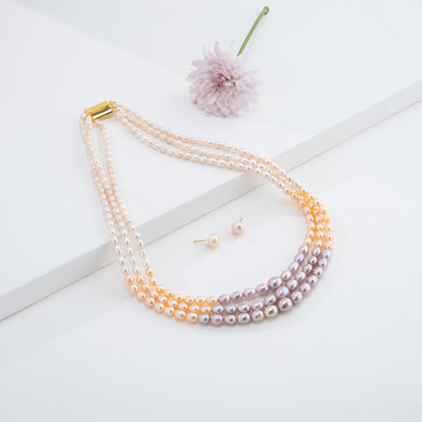 Grading Drop Rainbow Freshwater Pearl Necklace Set - AAA Quality