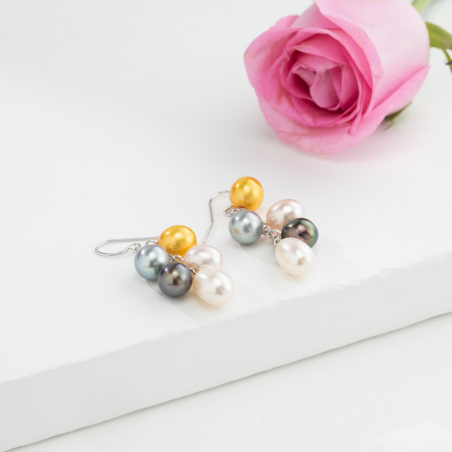Adorable Drop Multicolor Freshwater Pearl Hanging Earrings