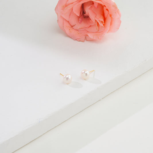 Classic Pearl White Stud Earrings