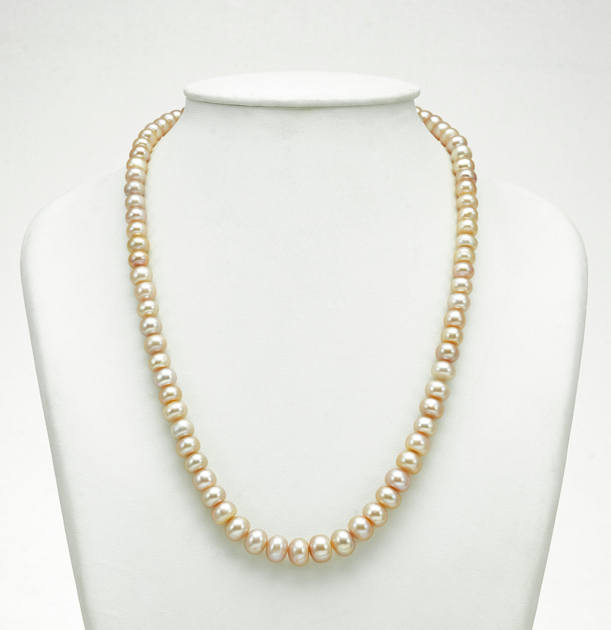 Grading Pink Button Freshwater Pearl Necklace Set - A Quality