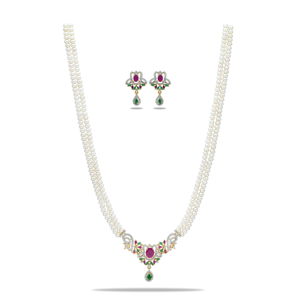 Customizable Red Green Multicolor Freshwater Pearl Necklace Set