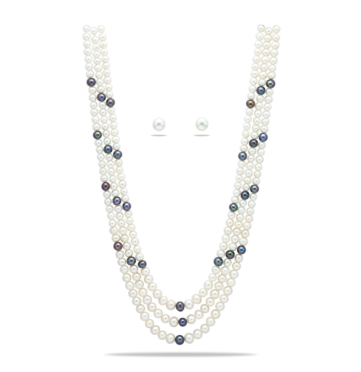 6.0-7.0mm Near Round Multicolor Freshwater Pearl Necklace Set - A Quality
