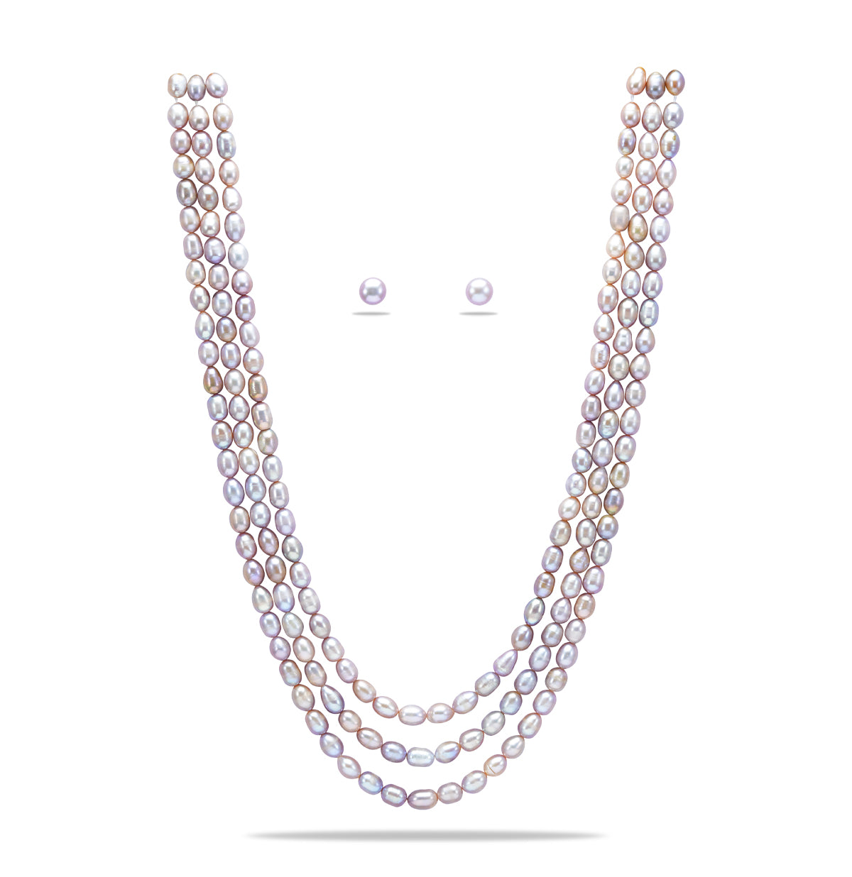 8.0-9.0mm Pink Drop Freshwater Pearl Necklace Set - A Quality