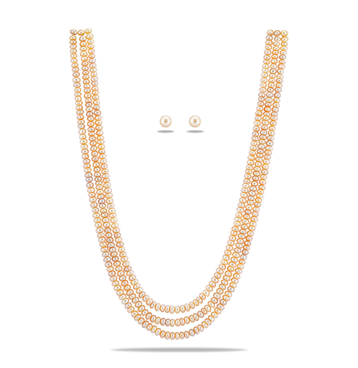 3.0-4.0mm Freshwater Pink Button Pearl Necklace Set - AA Quality