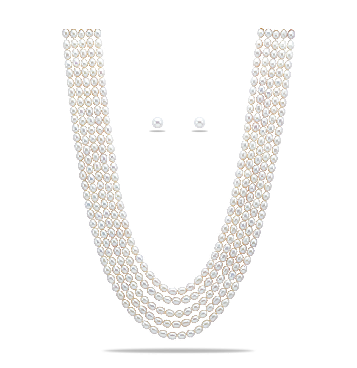 7.0-8.0mm White Drop Freshwater Pearl Necklace Set - A Quality