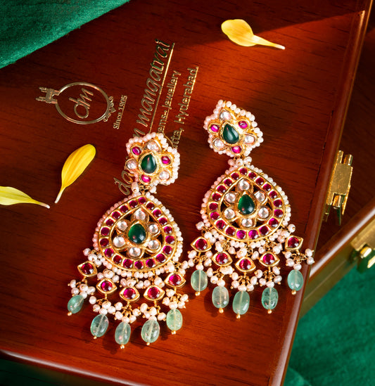 Artisanal Gold Ruby Emerald Earring