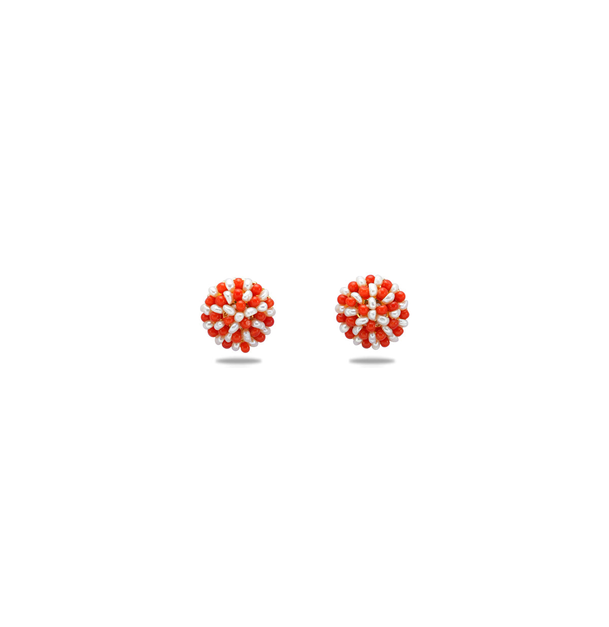 Coral Exotic Seed Freshwater Pearl Stud Earrings