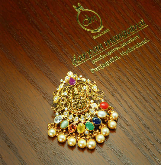 Colorful Gold Navratan Locket