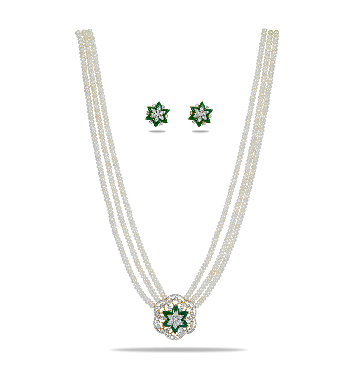 Green Stone Freshwater Necklace Set