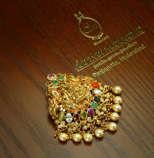 Dramatic Gold Navaratna Locket