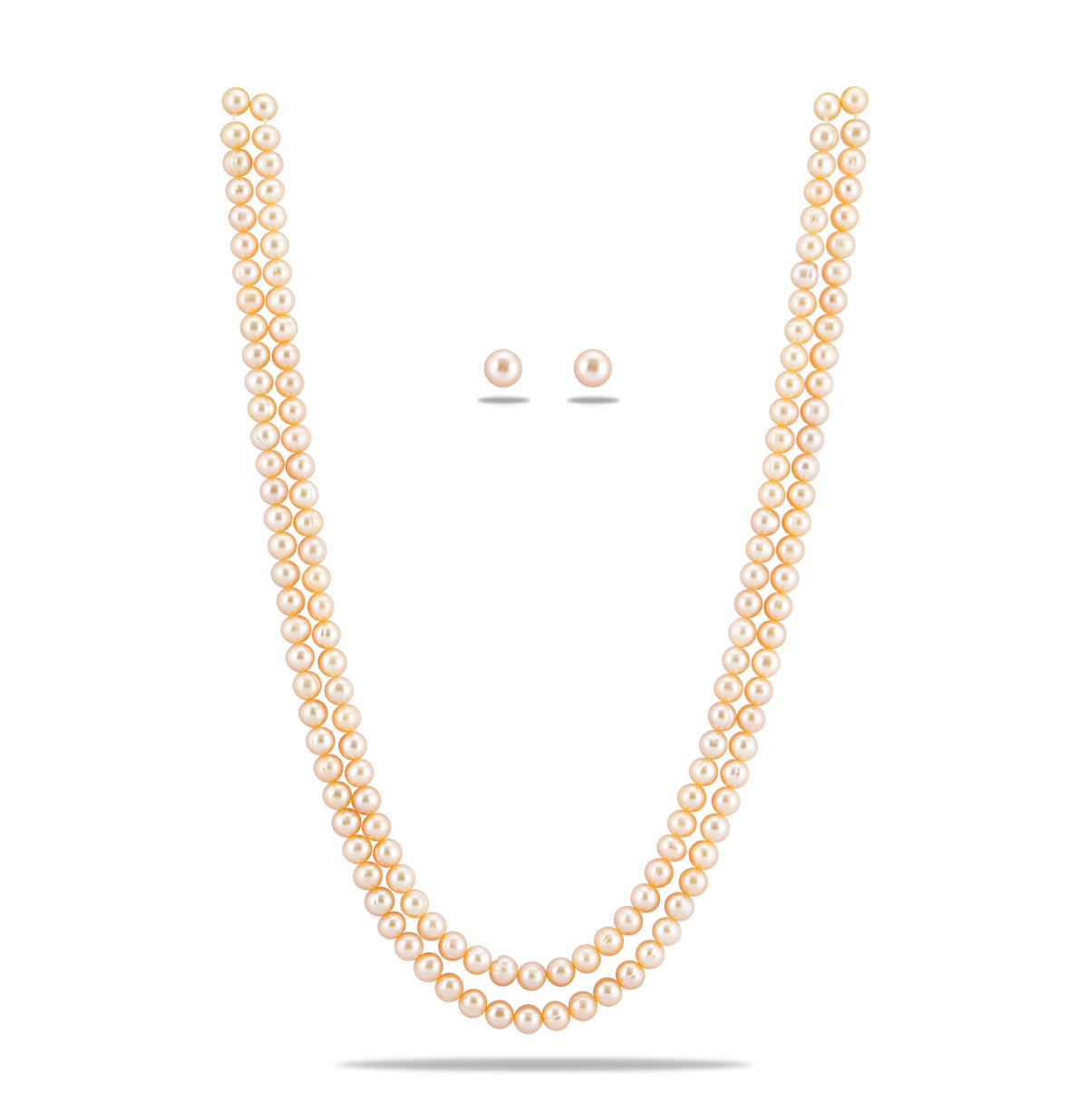 6.0-7.0mm Near Round Pink Freshwater Pearl Necklace Set - AA Quality