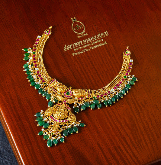 Trendy Emerald Gold Necklace