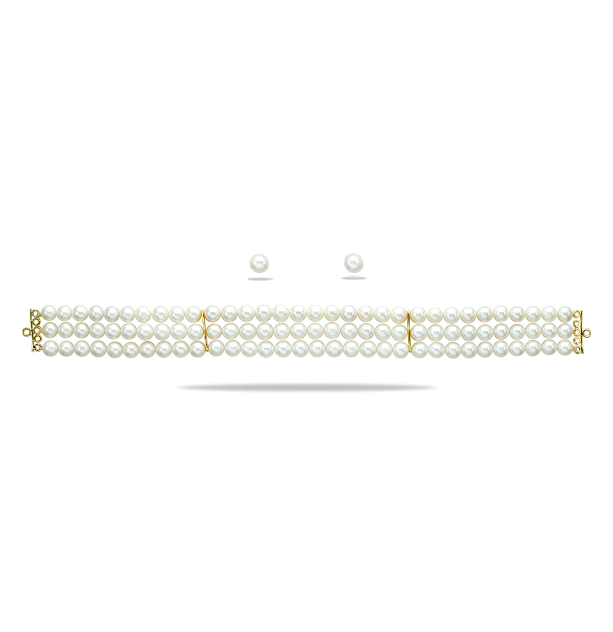 7.0-8.0mm Near Round White Freshwater Pearl Choker Set - AA Quality