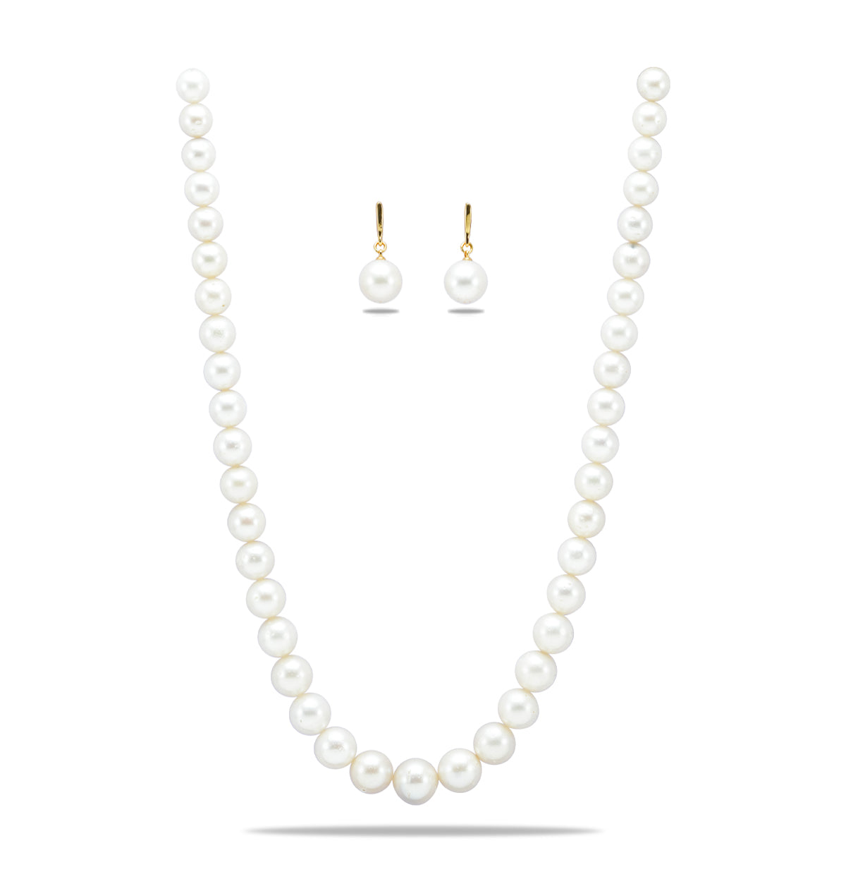 10.0-11.0mm Near Round White South Sea Pearls Necklace Set - A Quality