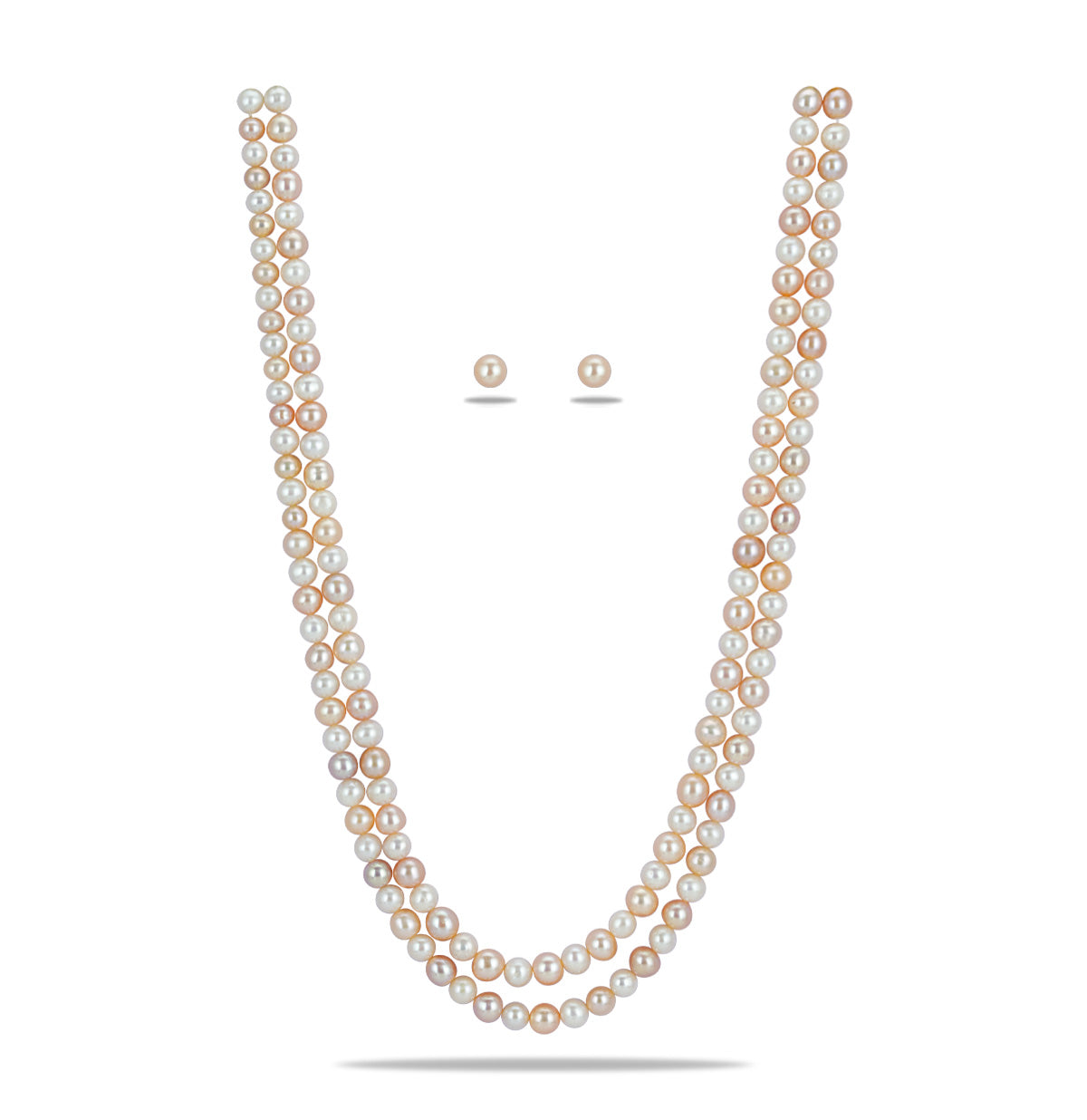 7.0-8.0mm Round Multicolor Freshwater Pearl Necklace Set - A Quality