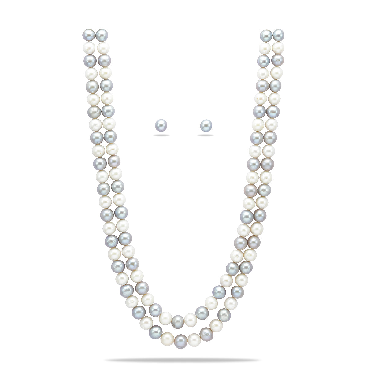 8.0-9.0mm Near Round Multicolor Freshwater Pearl Necklace Set - AA Quality