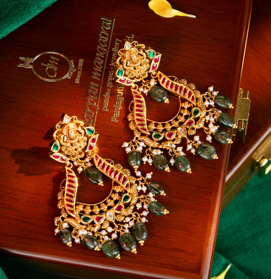 Charming Gold Ruby Emerald Earring