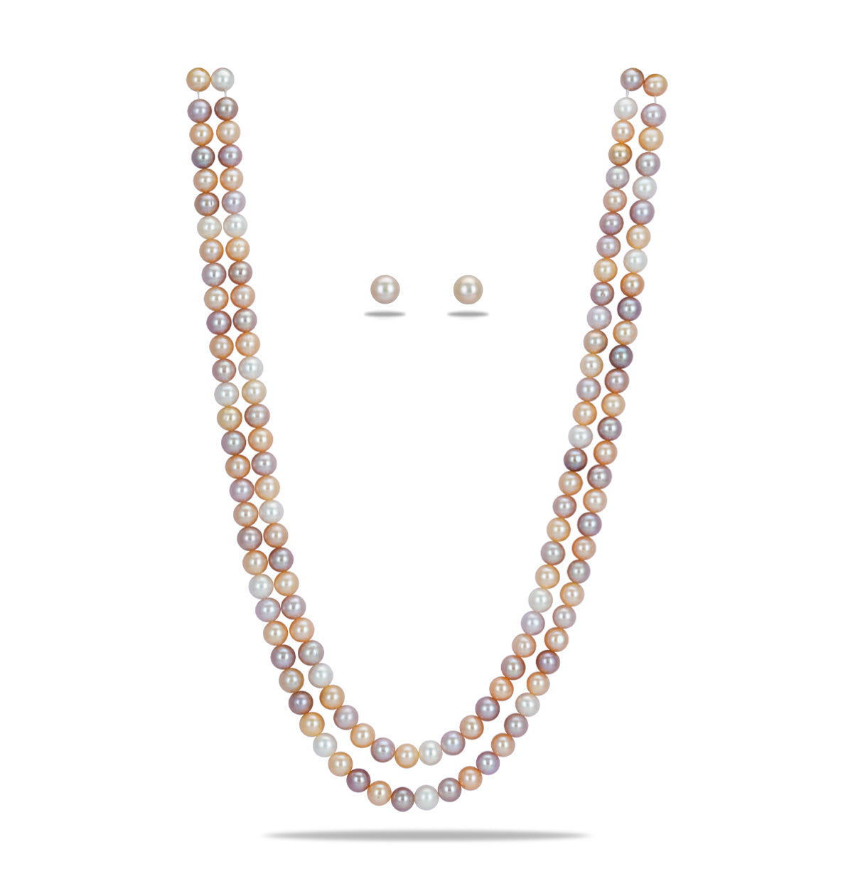 7.0-8.0mm Multicolor Round Freshwater Pearl Necklace Set - AAA Quality