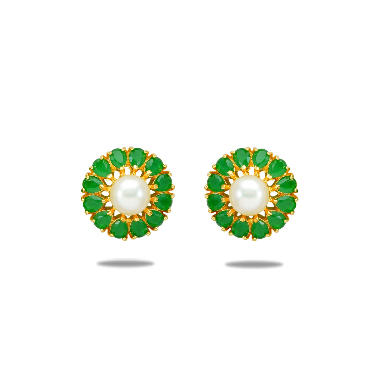 Precious Green Pearl Stud Earrings
