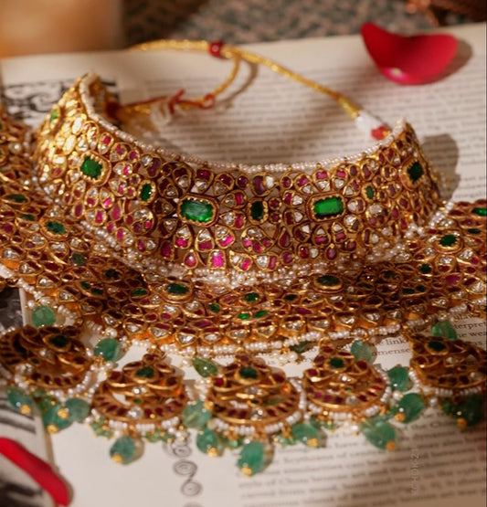 Adorable Ruby Emerald Kundan Choker
